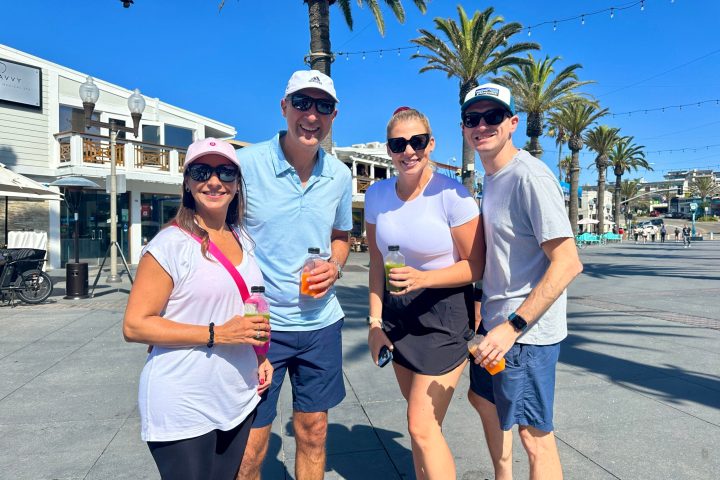 people posing at lunch
