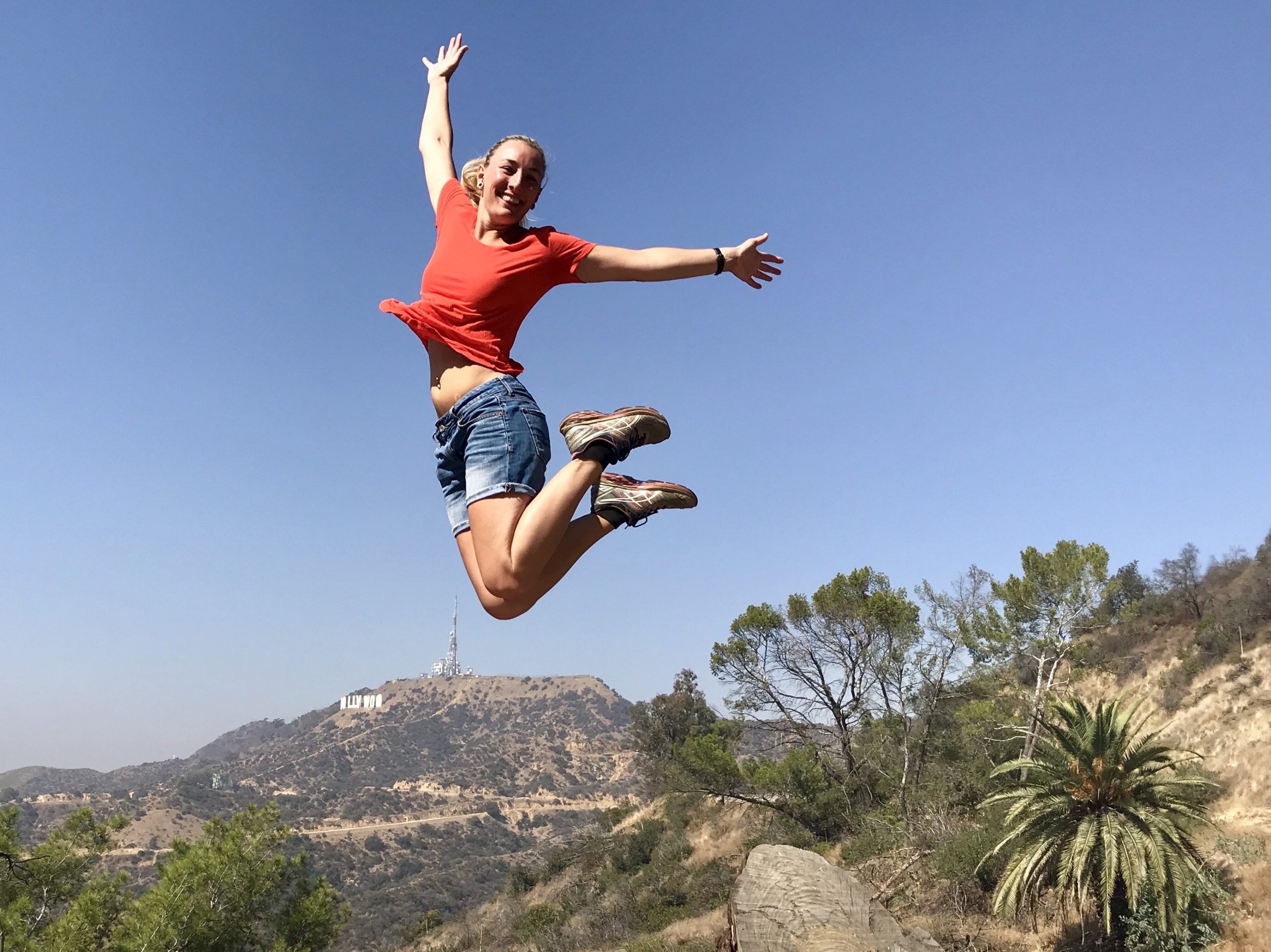 a person jumping up in the air