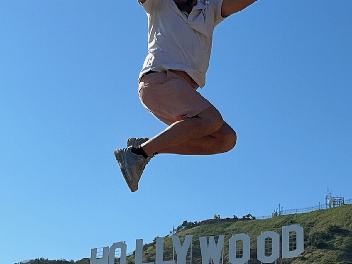 a man jumping in the air