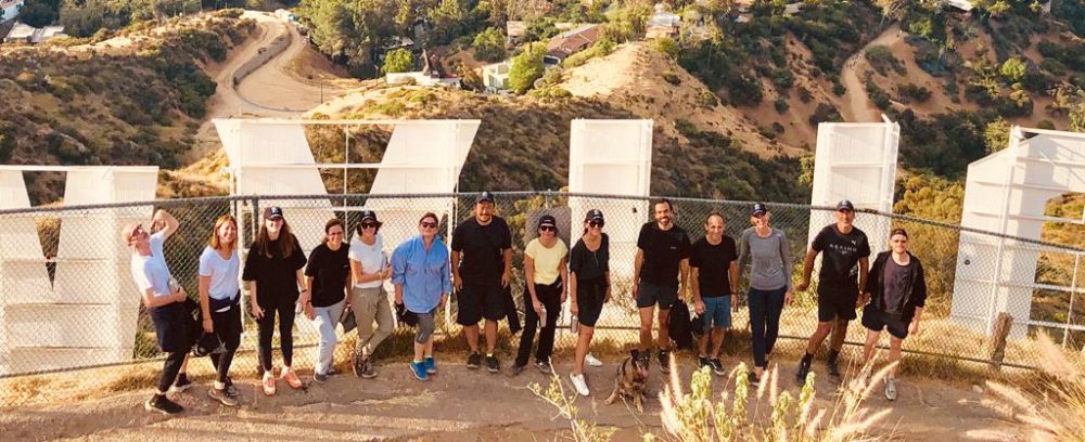 a group of people on a beach