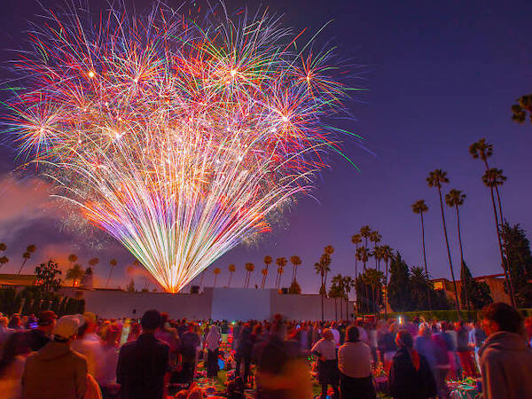a group of fireworks in the sky