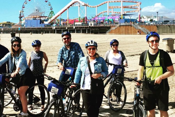 a group of people on a beach