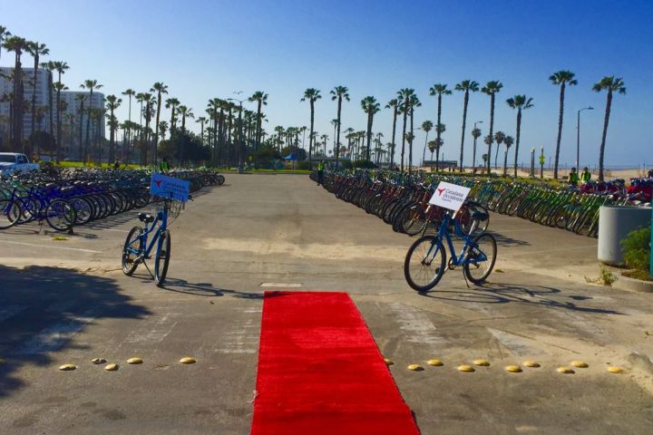 a bicycle parked at a park