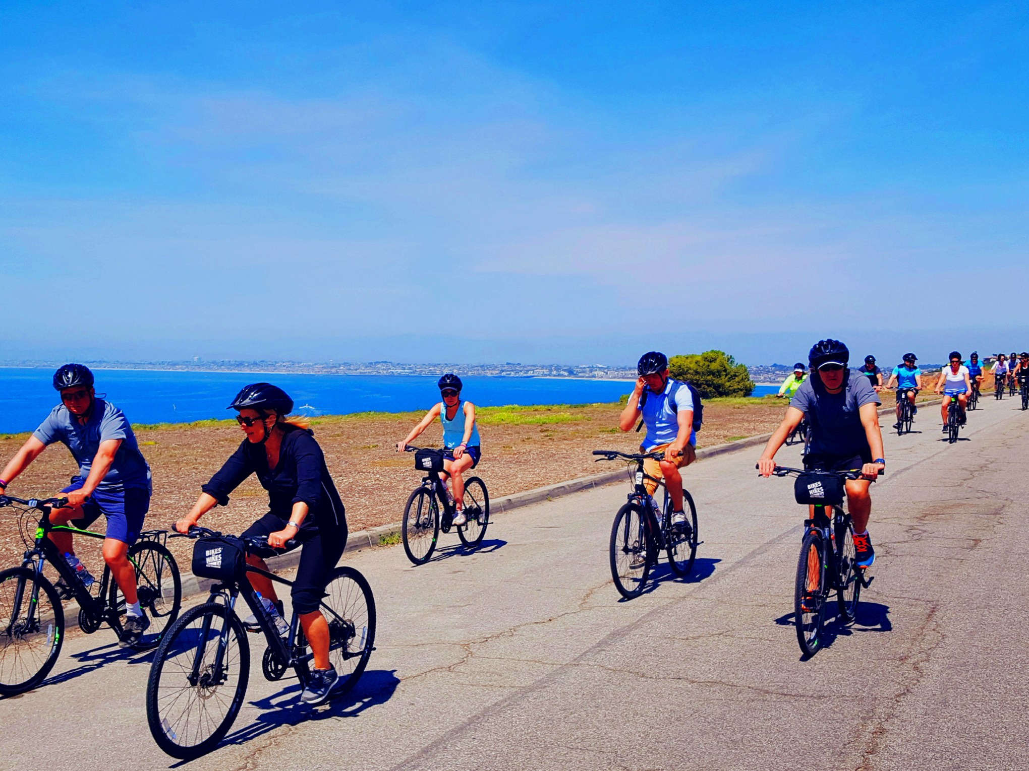 a group of people on a bike tour in los angeles