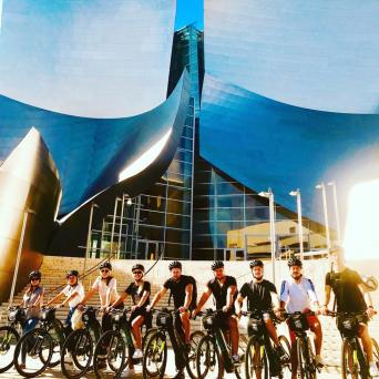 a group of people standing in front of a crowd