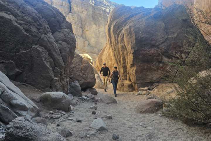 a man in a canyon