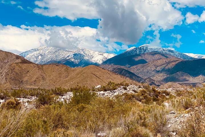 a snow covered mountain on a southern california group tour