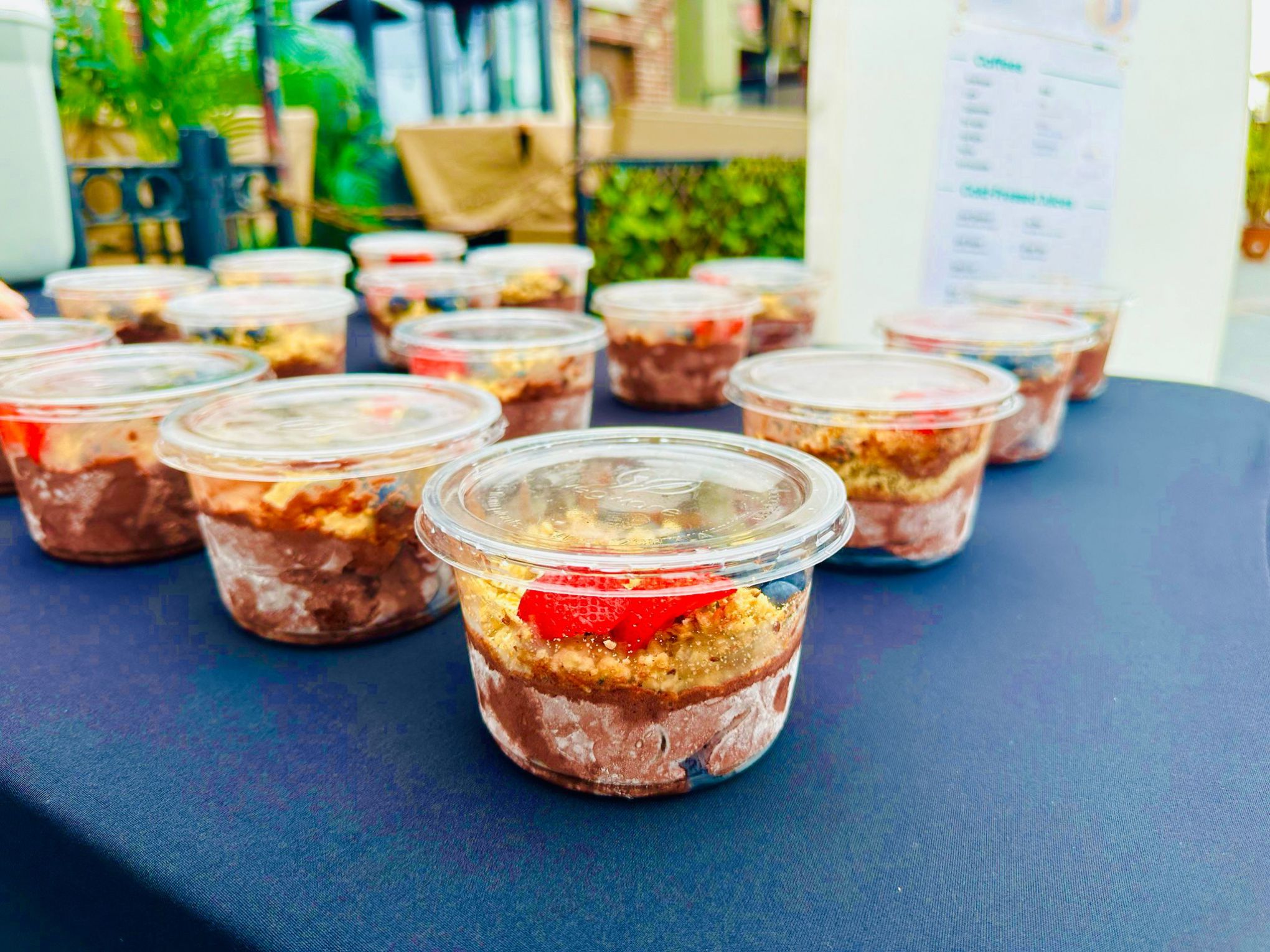 food on a table at a bike tour