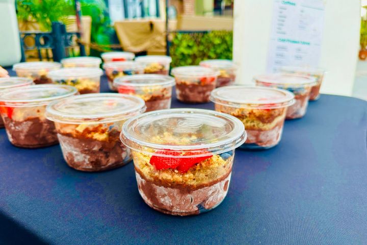 food on a table at a bike tour