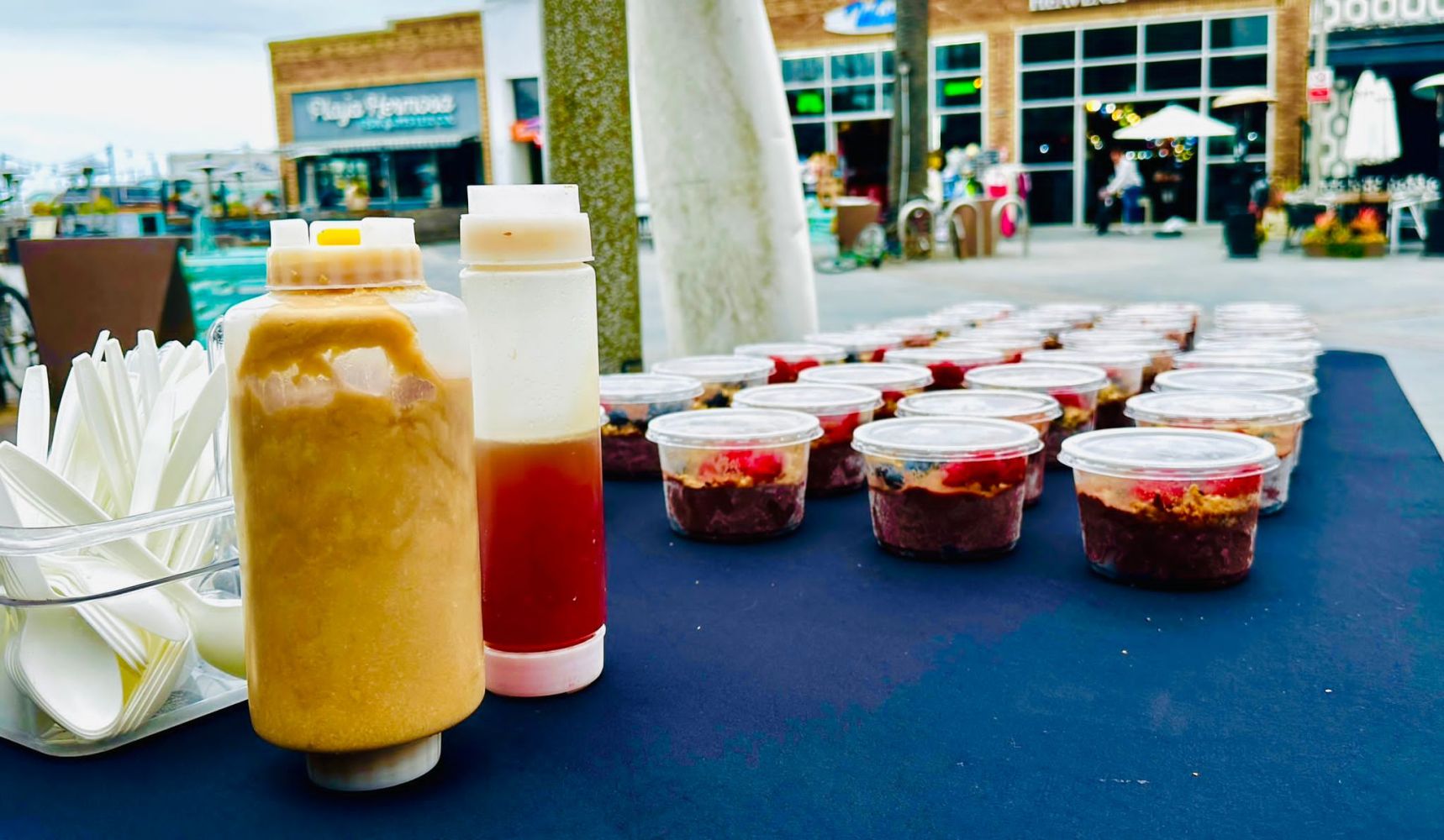 a group of food containers on a table