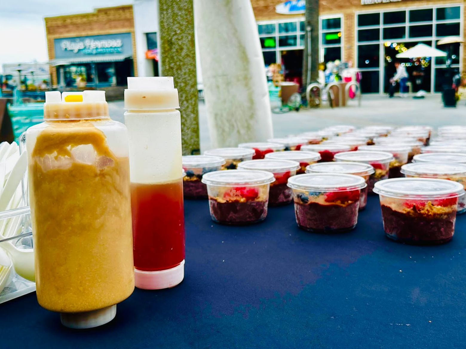 a group of food containers on a table