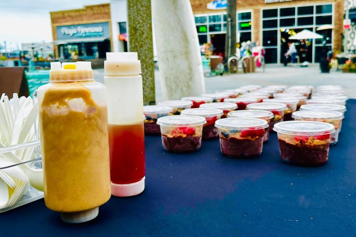 a group of food containers on a table