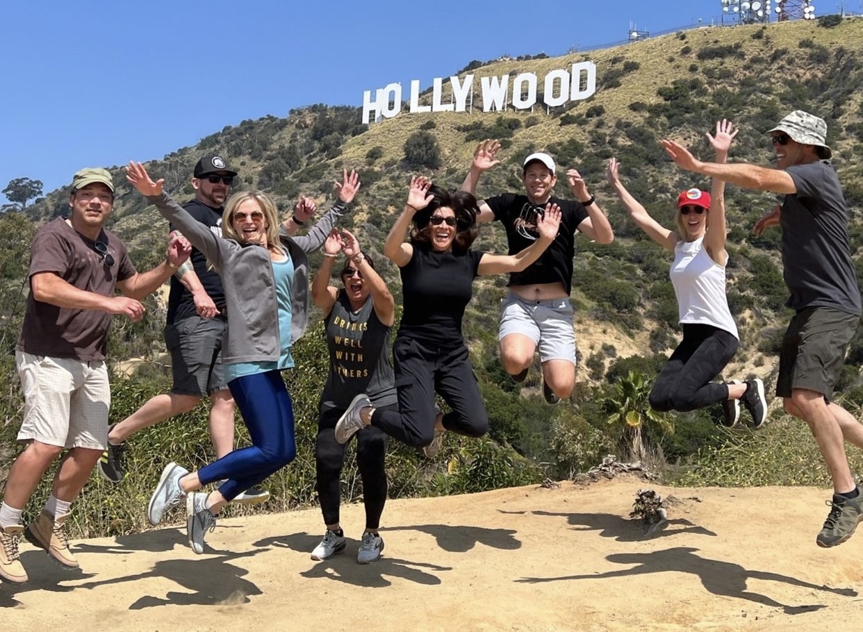 Hollywood Sign Tour Jump A private tour group on the Hollywood Sign Tour