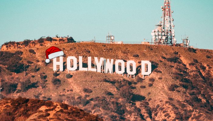 Hollywood Sign with a SAnta Hat