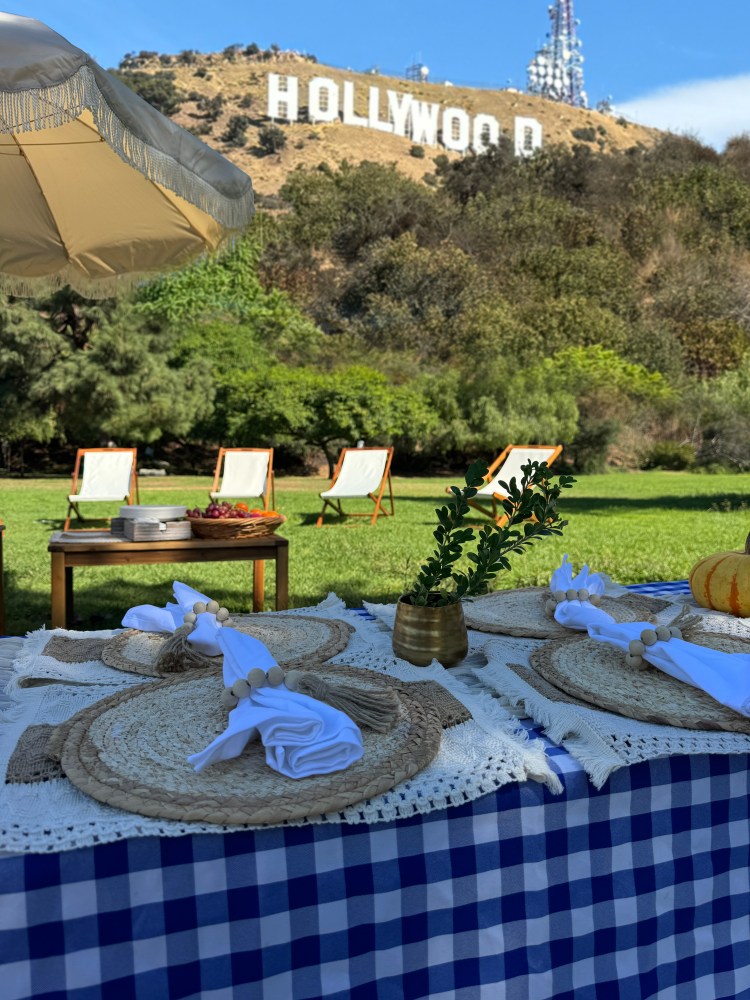 A luxury picnic underneath the Hollywood sign from The Luxury Picnic Co. 